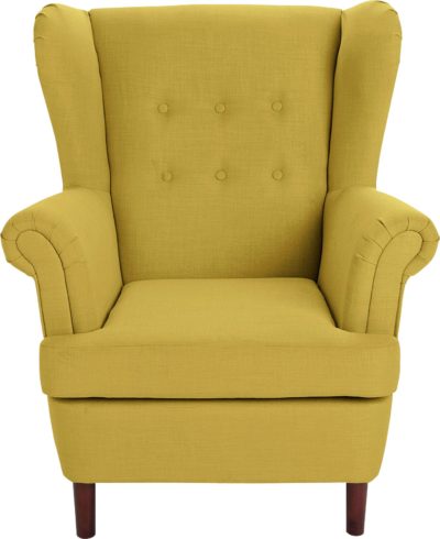 Collection Martha Fabric Wingback Chair - Yellow.